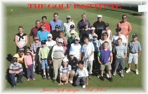 Charles Kallassy with a group of junior golfers