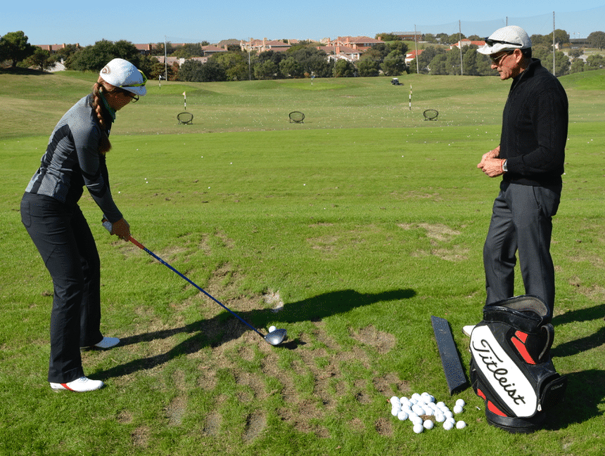 Charles Kallassy working with LPGA professional Vicky Hurst